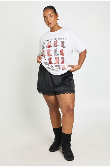Plus Cowboy Boots Printed T Shirt - white