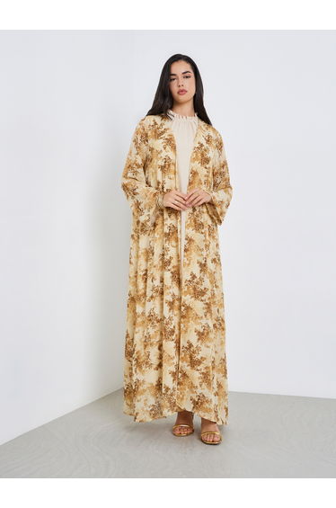 Women Chiffon Printed Abaya and Dress Modest Set