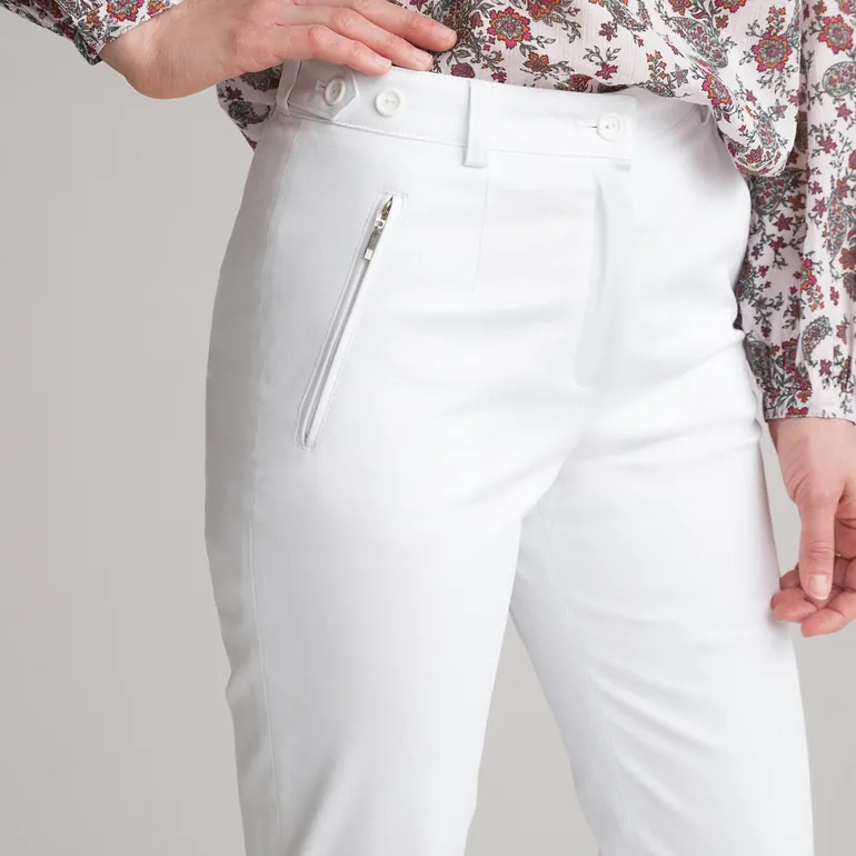 Stretch Cotton Satin Trousers, Length 30.5" - 2