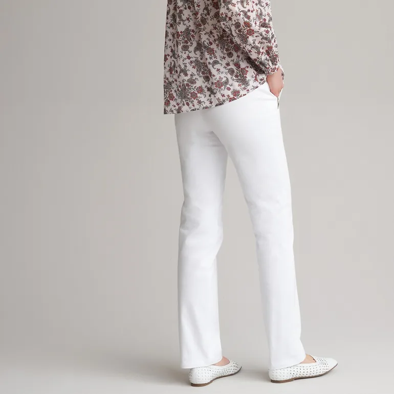 Stretch Cotton Satin Trousers, Length 30.5" - 3