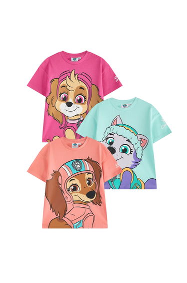 Paw Patrol Girls Character Short-Sleeved T-Shirt (Pack of 3) - Multicoloured