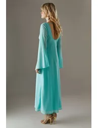 Column Low Back Maxi With Flared Sleeve - 2