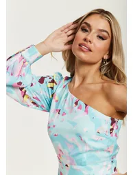 جمبسوت نسائي بطبعة تجريدية لون أزرق  - 6