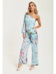 جمبسوت نسائي بطبعة تجريدية لون أزرق  - 2