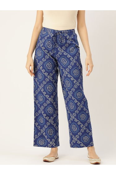 Women Navy Blue Straight Fit Trousers