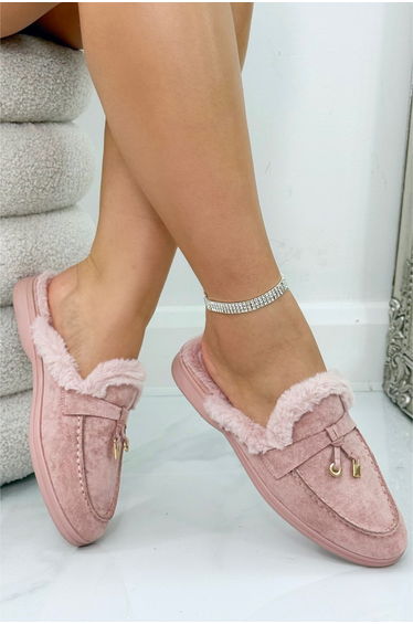 Lemonade Velvet Crush Slip On Clog Mules Pink