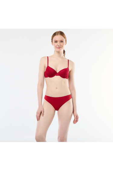Microfiber and Lace Panties RED