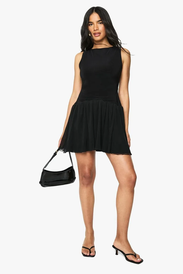 knee length dresses for ladies Black Fishnet A-Line Midi Dress | Goth shop | goth dresses main image 0