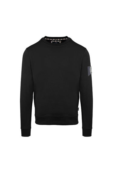 Aquascutum Mens Round Neck Relaxed Fit Sweatshirt - Black