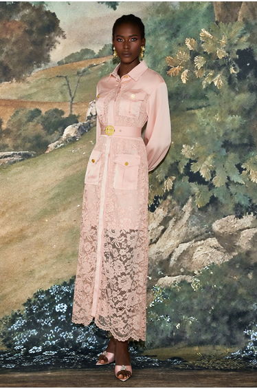 Lace Flapped Lantern Sleeve Dress
