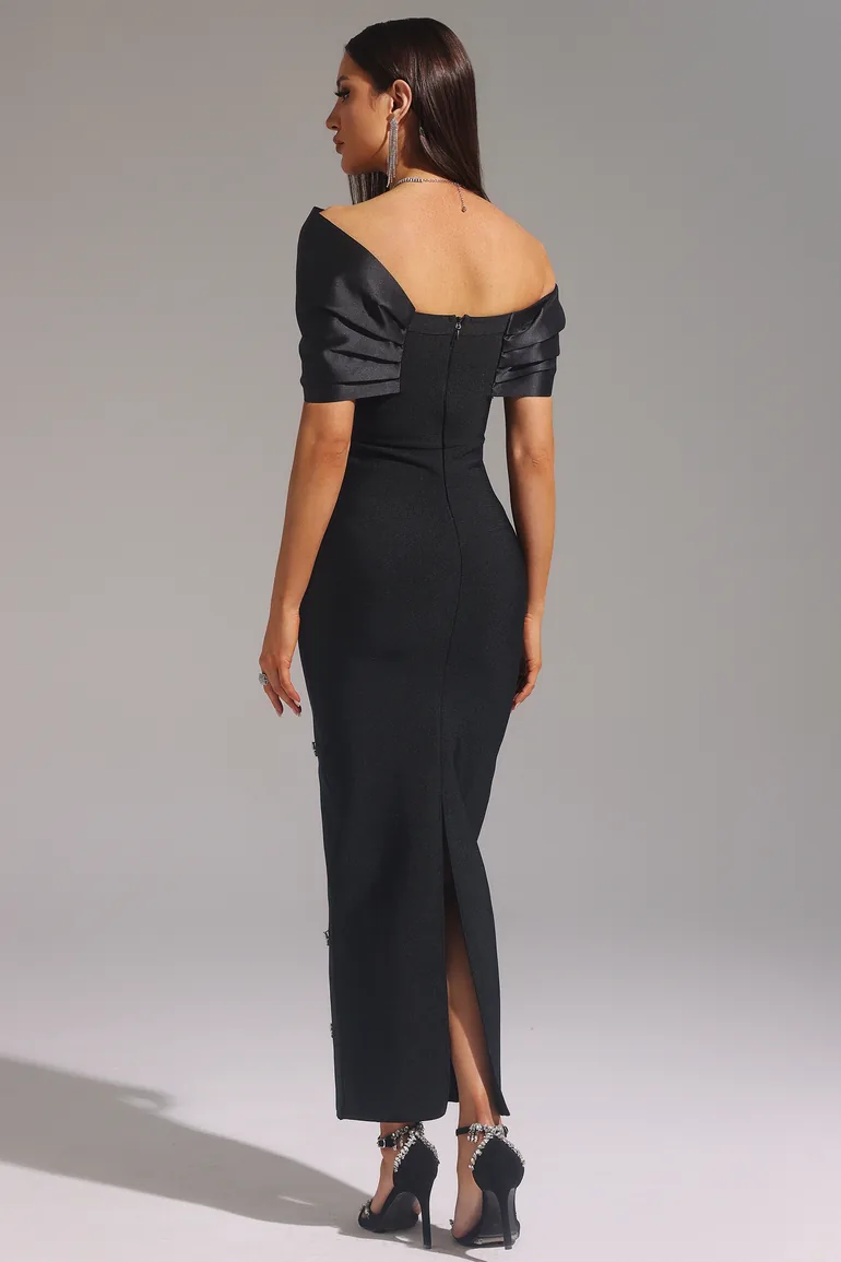 فستان ماكسي بنمط شرائح بفيونكة بكتف واحد بلا أكمام - 5