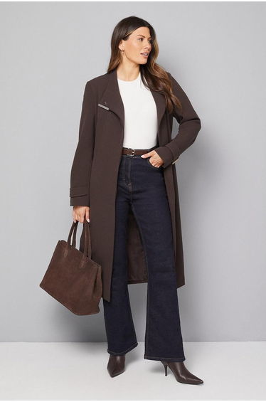 Double Crepe Wrap Belted Coat