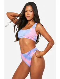 Tie Dye Crinkle Hipster Bikini Brief - pink