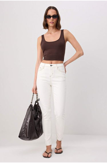 White Extra Flexible High Waist Skinny Jeans