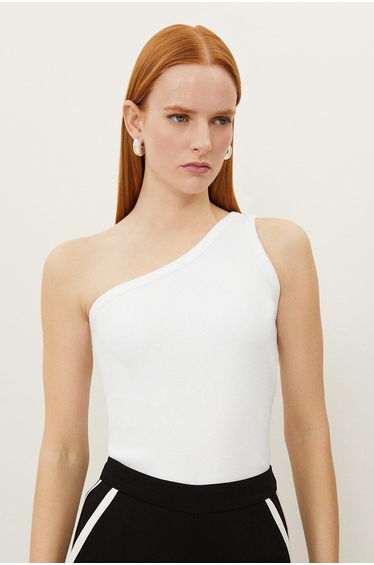 Compact Jersey Rib Asymmetrical Top