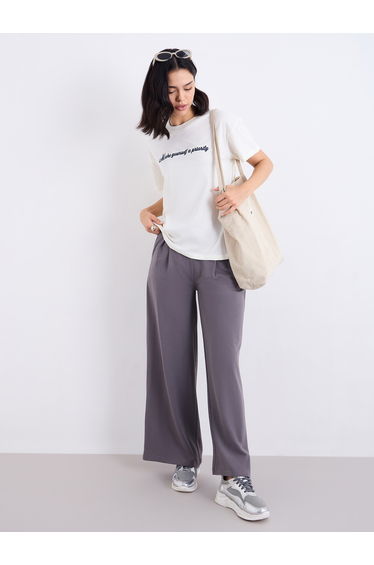 Embroidered Slogan Boxy Fit T-Shirt