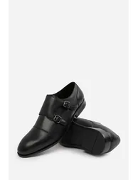 DOMINIC MEN'S FORMAL KEITH BUCKLE TWIN MONK SHOES IN BLACK FAUX LEATHER - 2