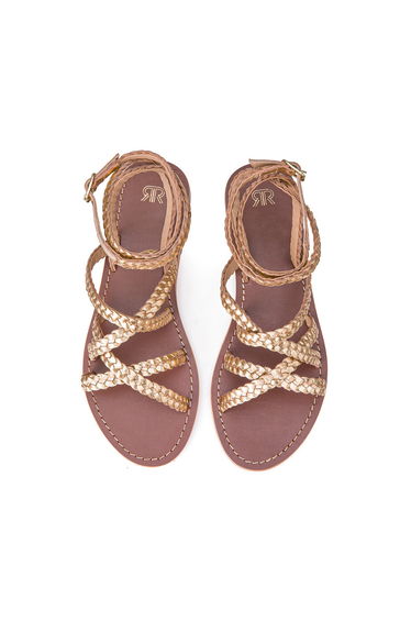Metallic Leather Plaited Sandals