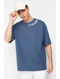 Indigo Men's Oversize Text Printed T-Shirt