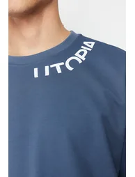 Indigo Men's Oversize Text Printed T-Shirt - 5