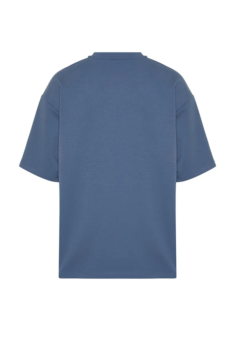 Indigo Men's Oversize Text Printed T-Shirt - 6