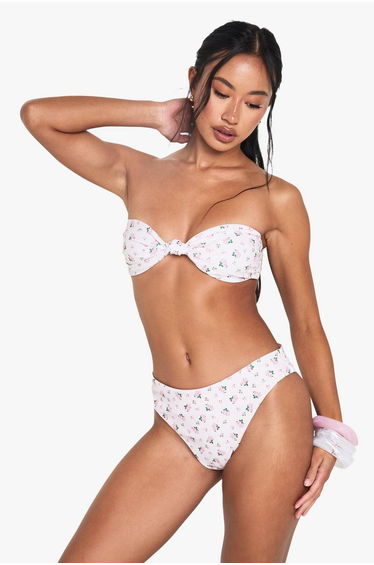 Swimwear Essentials Ditsy Floral High Waisted Bikini Bottoms - pink