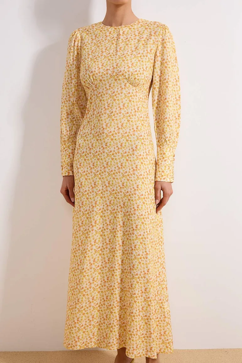Yellow Woven Hijab Dress - 2