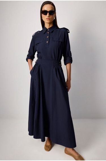 SHIRT COLLAR POPLIN DRESS