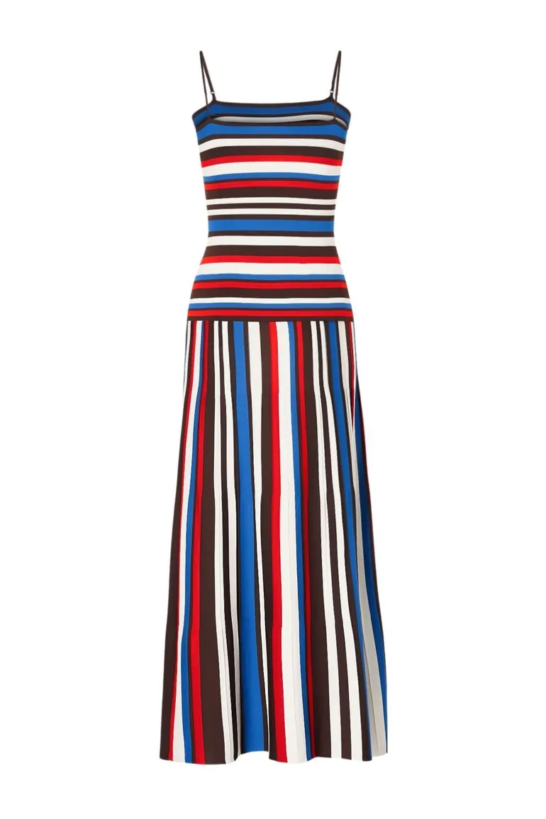 Brown Striped Maxi Knitwear Dress - 3