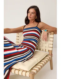 Brown Striped Maxi Knitwear Dress - 4