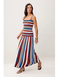 Brown Striped Maxi Knitwear Dress