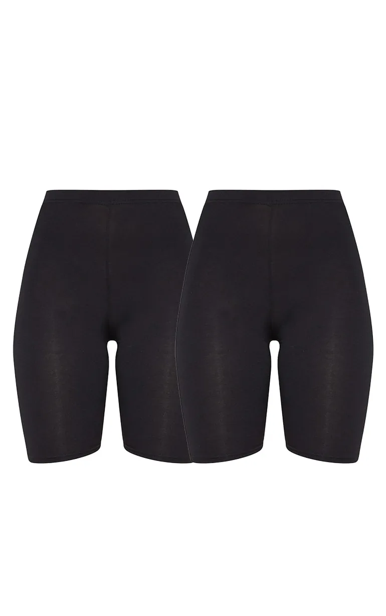 Basic Black Cotton Blend 2 Pack Cycle Shorts - 1