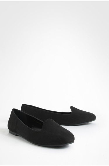 Wide Fit Basic Slipper Ballet Flats - black