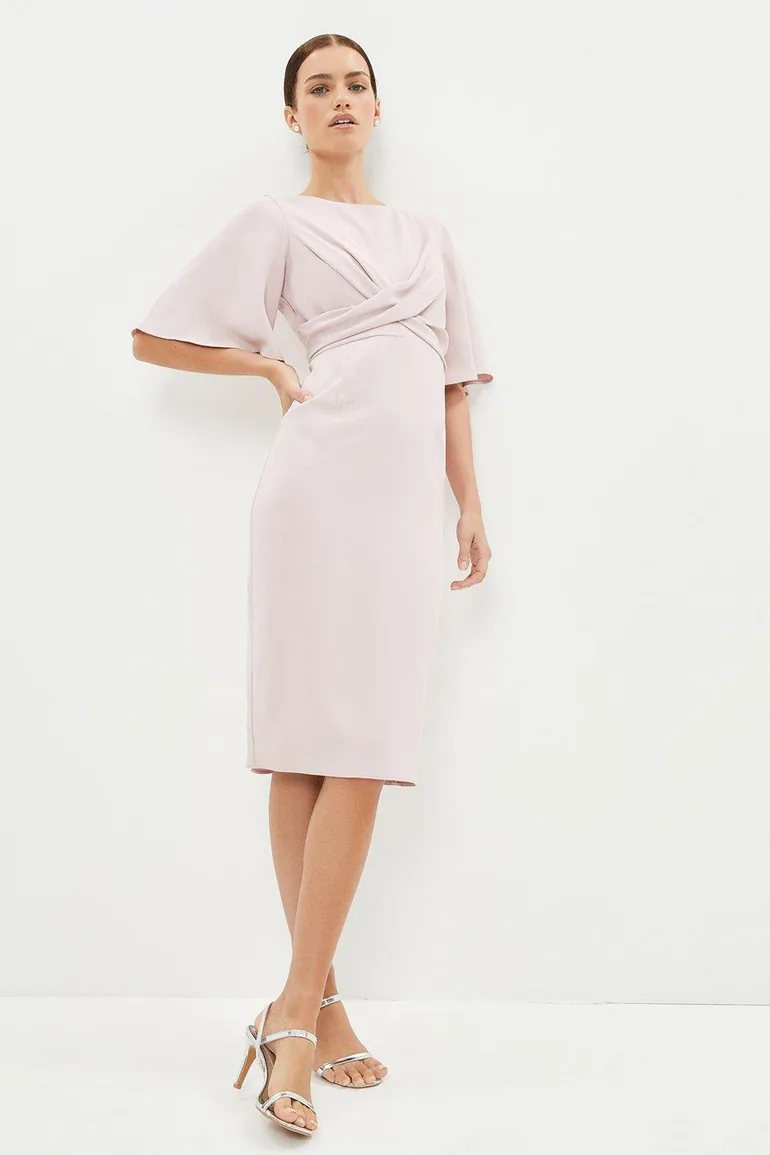 Petite Drape Detail Pencil Dress