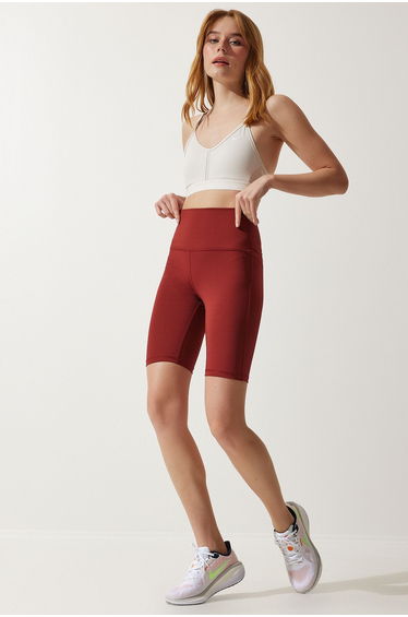 Women's Burgundy High Waist Compression Cycling Tights