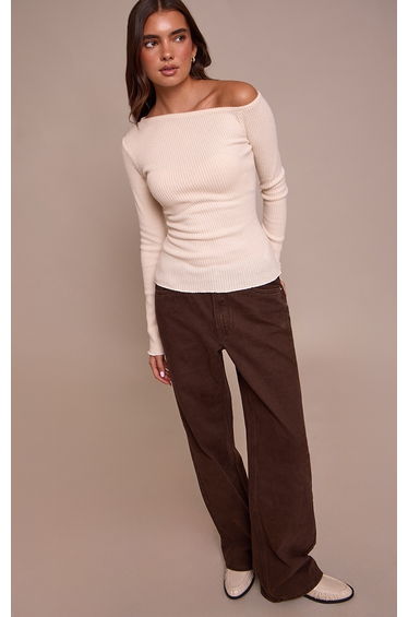 Chocolate Mid Waist Straight Leg Denim Jeans