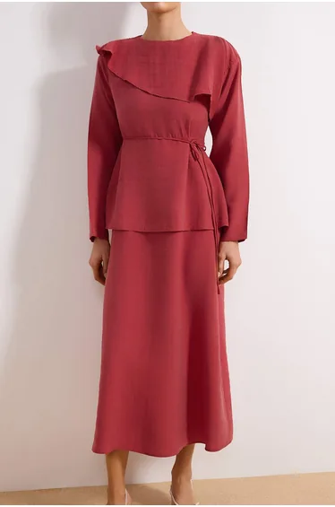 Burgundy Modal Fabric Woven Dress