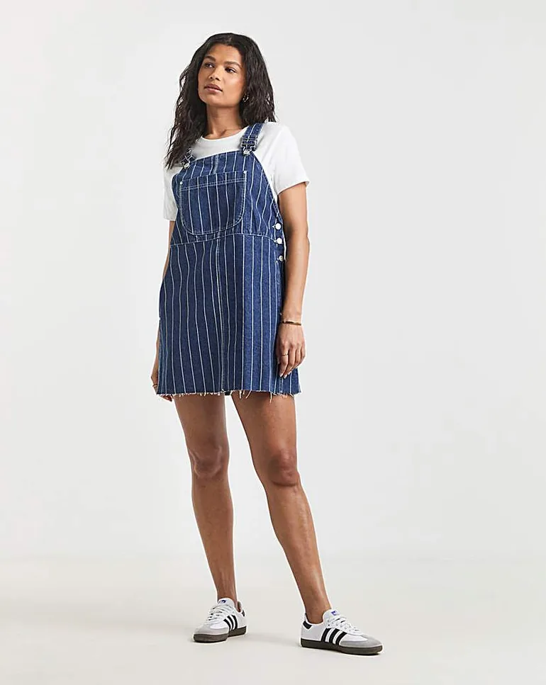 dungaree mini dress INEN - Leopard Print Mini A-Line Denim Dungaree Dress