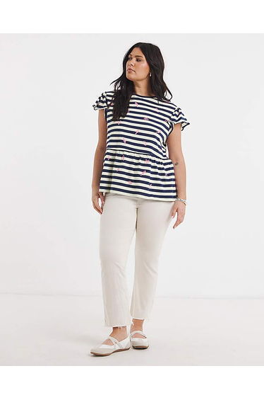 Embroidered Seaside Peplum Top