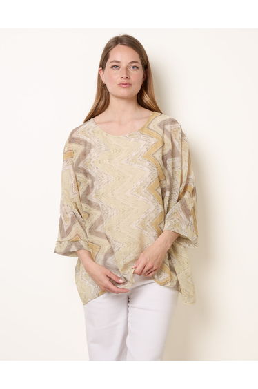 Zig Zag Round Neck Oversized Top