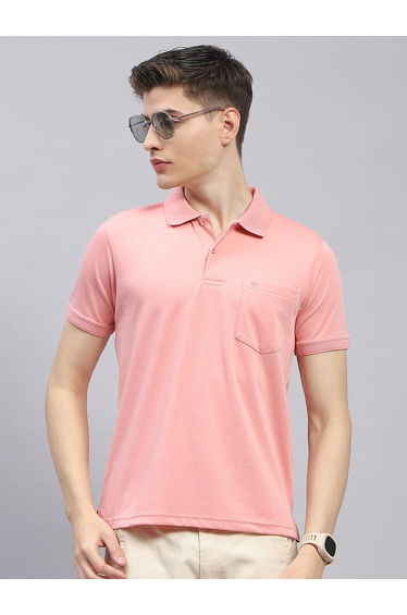 Solid Short Sleeve Regular Fit Polo T-Shirt with Pocket