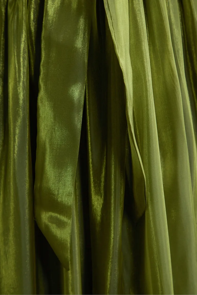 Graceful Darling Green Ruffled Bodice Puff Sleeve Maxi Dress - 8