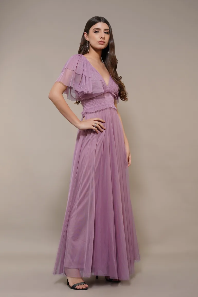 dusty lilac maxi dress Dusty Lilac Fairy Gown With Flowers