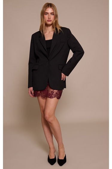 Wine Lace Sheer Mini Skirt