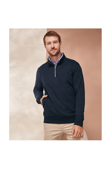 Henbury Unisex Adult Sustainable Quarter Zip Sweatshirt - Navy product thumbnail 2