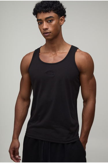 Regular Fit Embroidered Vest - black