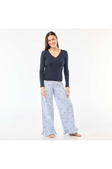 Pointelle Knit Pajama T-shirt Navy