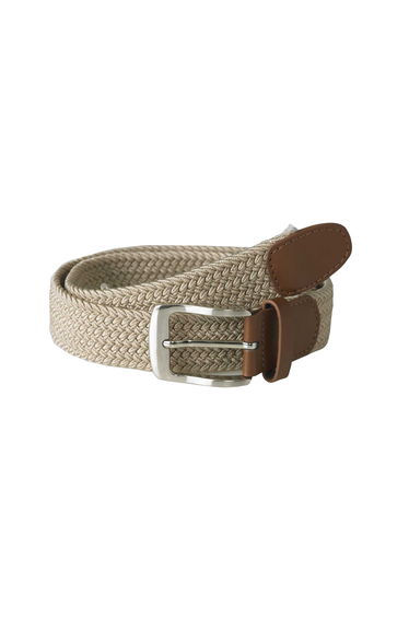 Duke Mens Frank Stretch Braided Belt - Stone