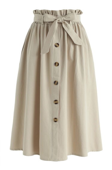 Truly Essential A-Line Midi Skirt in Tan
