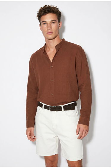 LUCCI Oversized Mandarin Collar Shirt